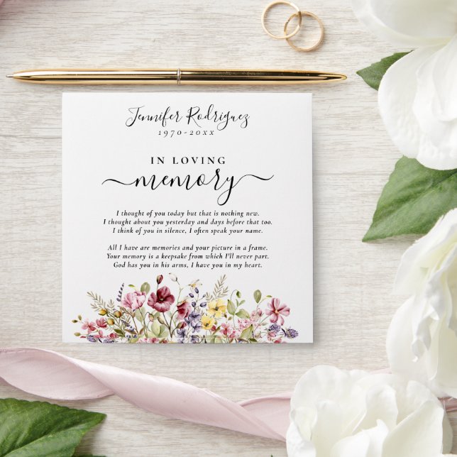 Wildflowers Boho Memorial Funeral Seed Packet Envelope (Wedding)