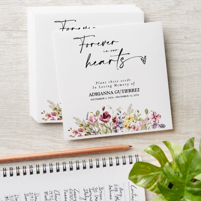 Wildflowers Boho Memorial Funeral Seed Packet Envelope (Stacked)
