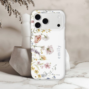Wildflowers Boho Watercolor Botanical With Name iPhone 17 Pro Max Case