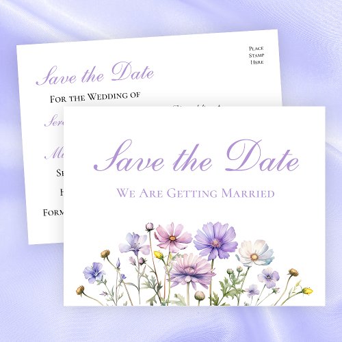 Wildflowers Boho Wedding Floral Save The Date  Postcard