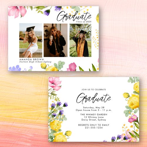 Wildflowers Bold Three Photo Graduation 2025