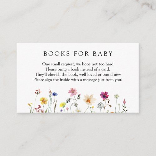 Wildflowers Books for Baby insert card