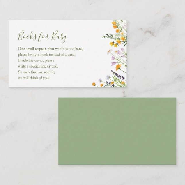 Wildflowers Books for Baby Shower Enclosure Card (Front/Back)
