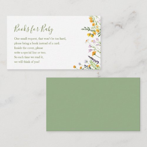 Wildflowers Books for Baby Shower Enclosure Card