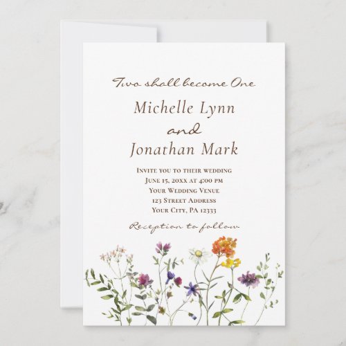 Wildflowers Botanical Floral Christian Wedding Invitation