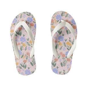Wildflowers Botanical Floral Design Pink Kid's Flip Flops