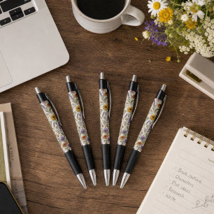 Wildflowers Botanical Floral with Luna Moth Pen