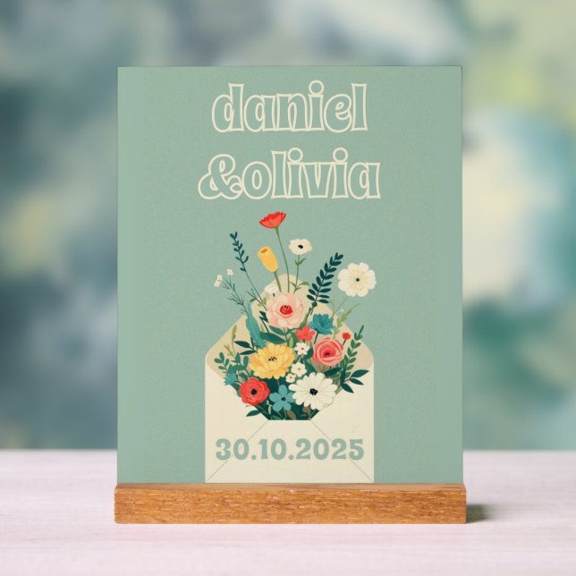 Wildflowers Botanical Garden Wedding Acrylic Sign (Neutral)
