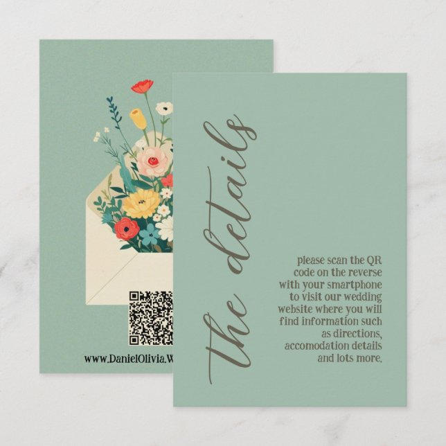 Wildflowers Botanical Garden Wedding Enclosure Card (Front/Back)