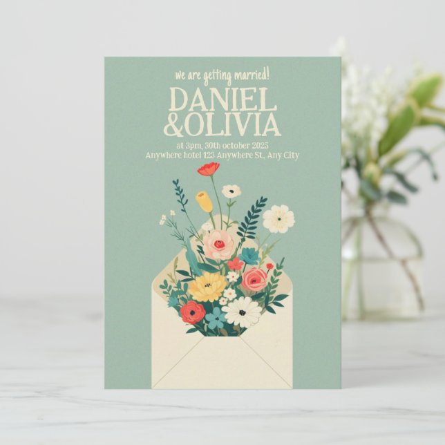 Wildflowers Botanical Garden Wedding Invitation (Standing Front)