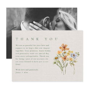 Wildflowers Botanical Garden Wedding Photo Thank You Card
