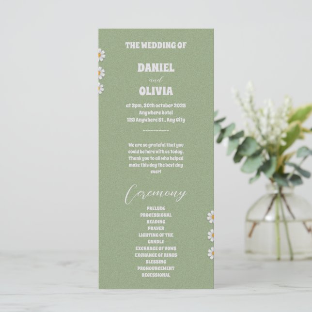 Wildflowers Botanical Garden Wedding Programs (Standing Front)