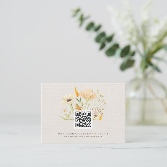 Wildflowers Botanical Garden Wedding QR Code Enclosure Card (Standing Front)