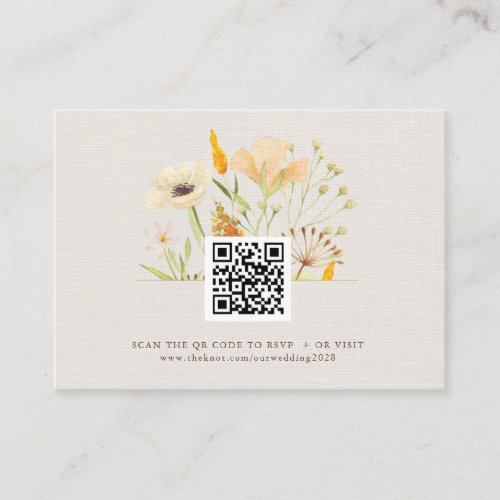 Wildflowers Botanical Garden Wedding QR Code Enclosure Card