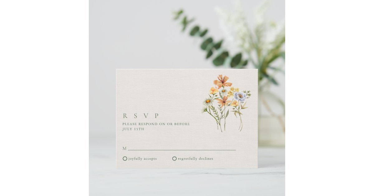 Wildflowers Botanical Garden Wedding Rsvp Card Zazzle