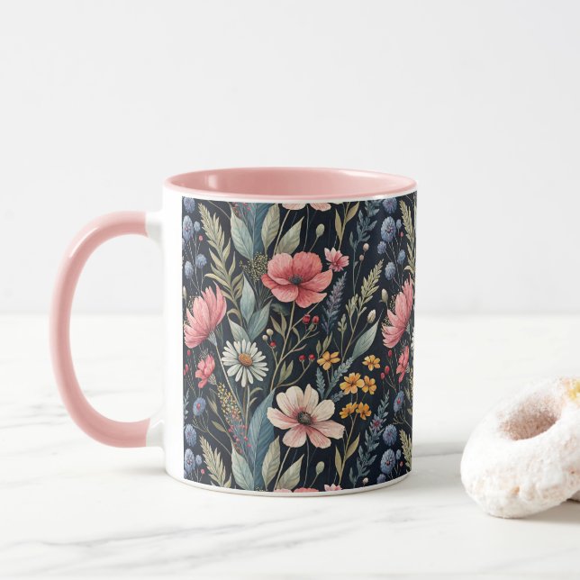 Wildflowers Botanical Inspiration  Mug (With Donut)