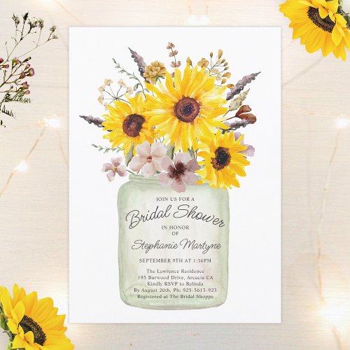 Wildflowers Botanical Jar Floral Bridal Shower Invitation