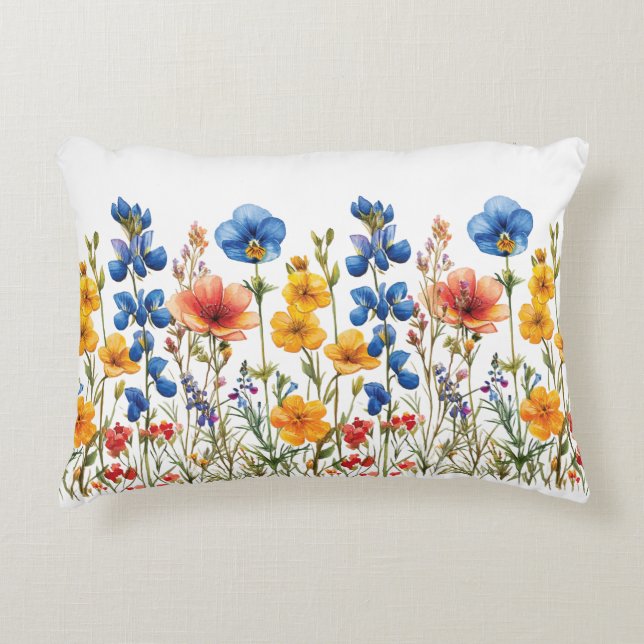 wildflowers botanical nature garden accent pillow (Front)