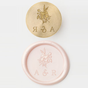 Wildflowers Bouquet Ampersand Monogram Wedding Wax Seal Stamp