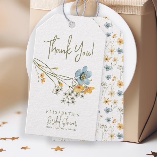 Wildflowers bouquet bridal shower thank you favor gift tags