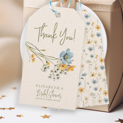 Wildflowers bouquet bridal shower thank you favor gift tags