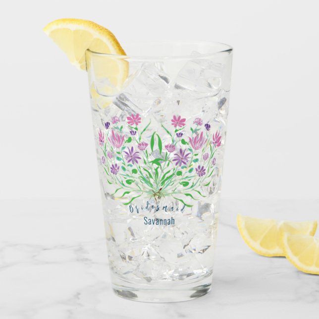Wildflowers Bouquet Wedding Glasses (Front Ice)