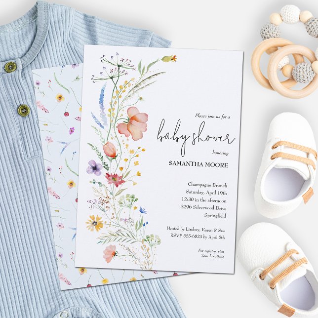 Wildflowers Boy Baby Shower Invitation (Wildflowers boy baby shower invitations - Order INSTANT DOWNLOAD and or PRINTED or both! )
