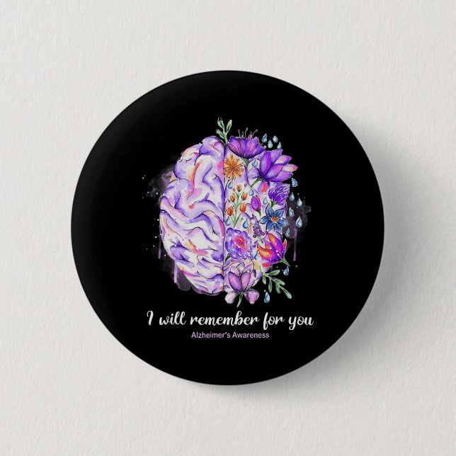 Wildflowers Brain Remember For You Alzheimer Brain Button (Front)