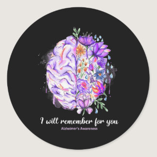 Wildflowers Brain Remember For You Alzheimer Brain Classic Round Sticker