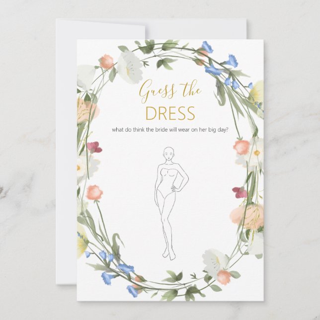  Wildflowers Bridal Guess the Dress Game Invitation (Front)