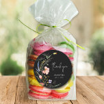 Wildflowers Bridal Shower Black Classic Round Sticker<br><div class="desc">Stylish black bridal shower stickers feature elegant watercolor wildflowers,  thank you,  your name and shower date in chic lettering. MATCHING items in our collection.</div>