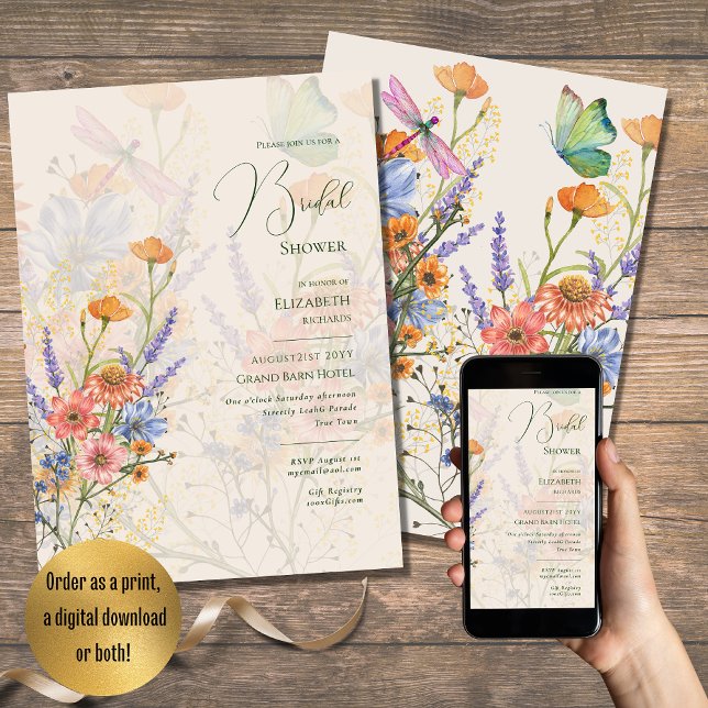 Wildflowers Bridal Shower BOHO Printed or Digital  Invitation (Creator Uploaded)