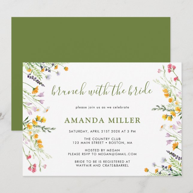 Wildflowers Bridal Shower Brunch invitation (Front/Back)