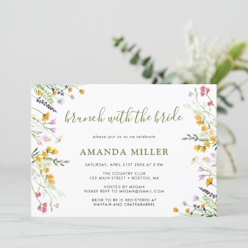 Wildflowers Bridal Shower Brunch Invitation Zazzle