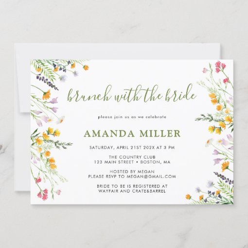 Wildflowers Bridal Shower Brunch Invitation Zazzle