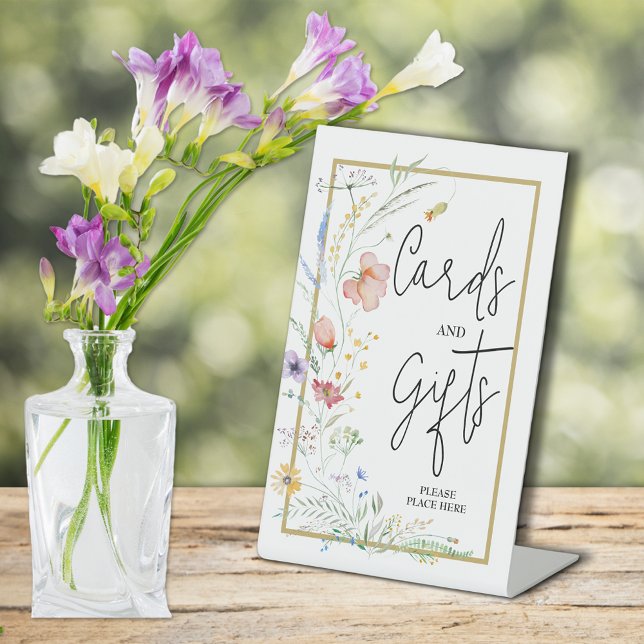 Wildflowers Bridal Shower Cards and Gifts Pedestal Sign (Wildflowers bridal shower Cards and Gifts pedestal sign)