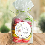 Wildflowers Bridal Shower Classic Round Sticker<br><div class="desc">Stylish bridal shower stickers feature elegant watercolor wildflowers,  thank you,  your name and shower date in chic lettering. MATCHING items in our collection.</div>