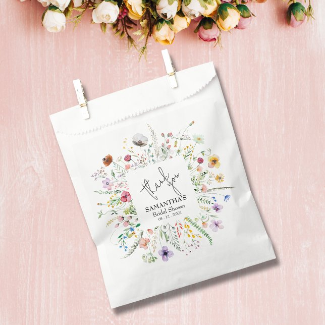Wildflowers Bridal Shower Favor Bag (Wildflowers bridal shower paper favor bag)