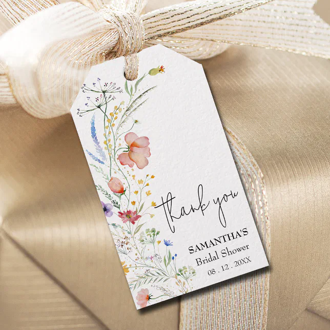 Wildflowers Bridal Shower Favor Gift Tags | Zazzle