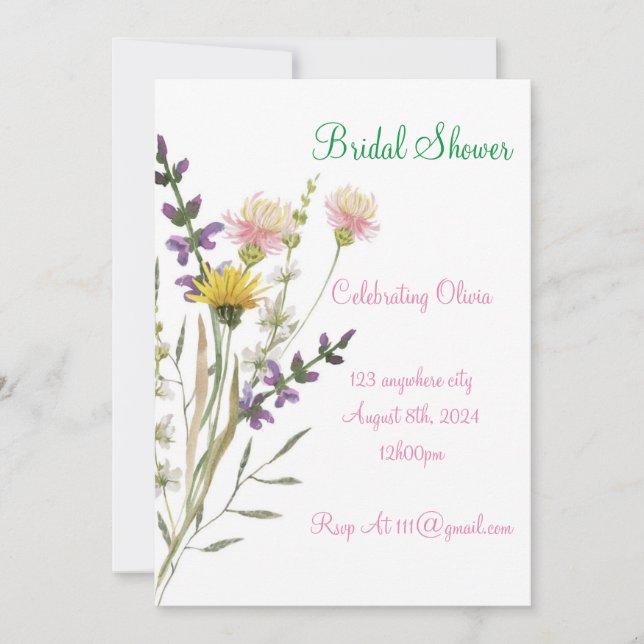 WILDFLOWERS BRIDAL SHOWER INVITATION (Front)