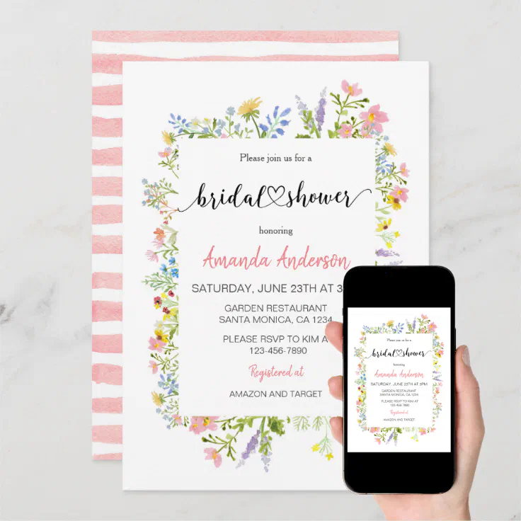 Wildflowers Bridal Shower Invitation Zazzle