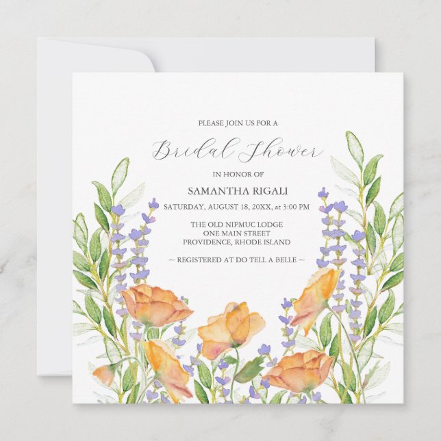 Wildflowers Bridal Shower Invitations (Front)
