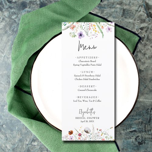 Wildflowers Bridal Shower Menu