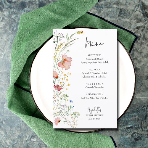 Wildflowers Bridal Shower Menu