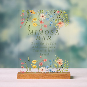 Wildflowers Bridal Shower Mimosa Acrylic Sign