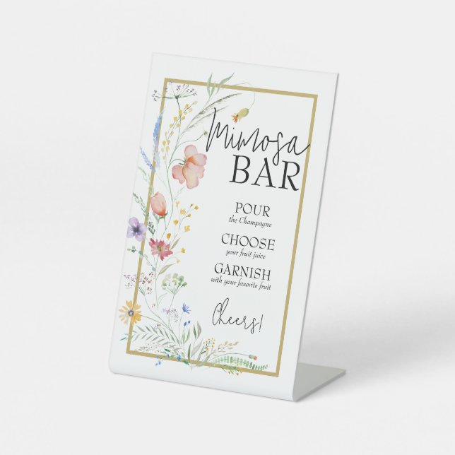 Wildflowers Bridal Shower Mimosa Bar Pedestal Sign (Front)