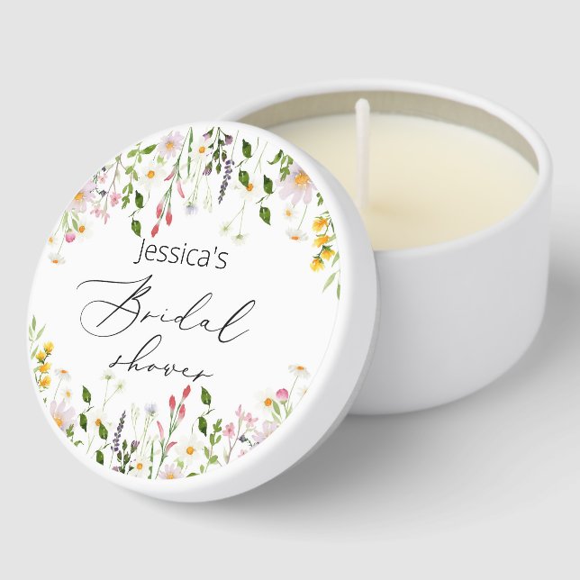 Wildflowers bridal shower mini candle favors (Corner)