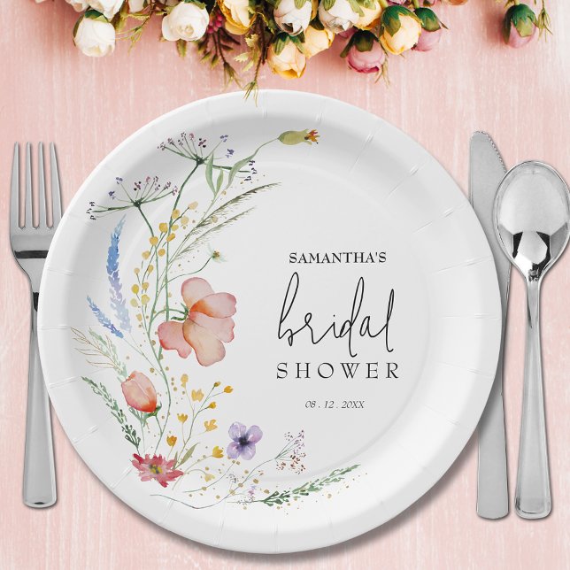 Wildflowers Bridal Shower Paper Plates (Wildflowers bridal shower paper plates)