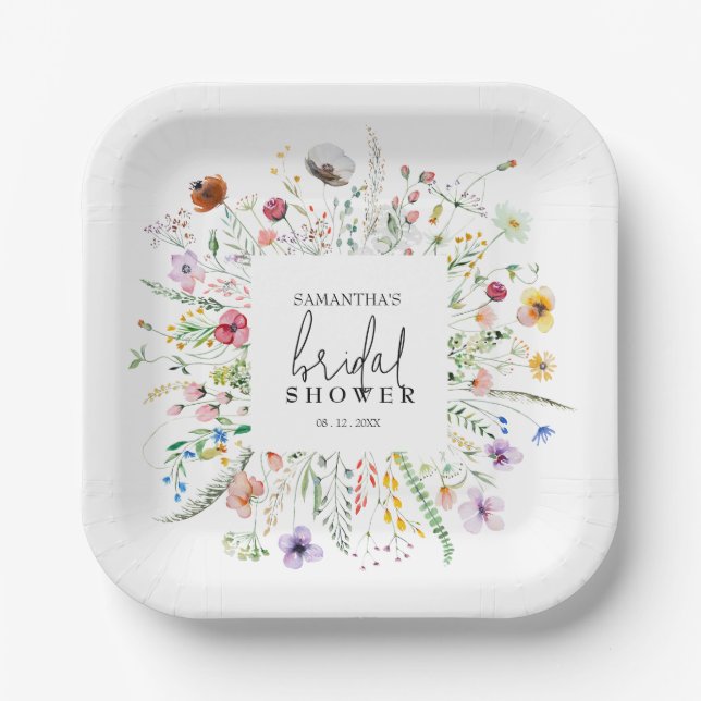 Wildflowers Bridal Shower Paper Plates (Front)
