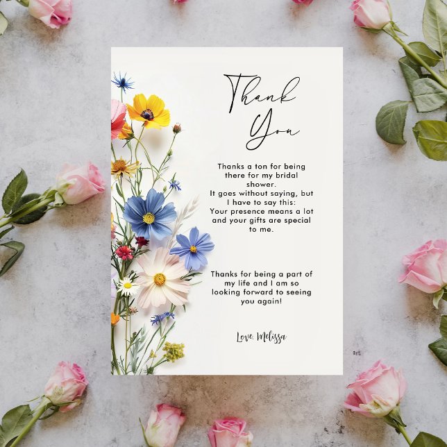 Wildflowers Bridal Shower Thank You Card (Creator Uploaded)
